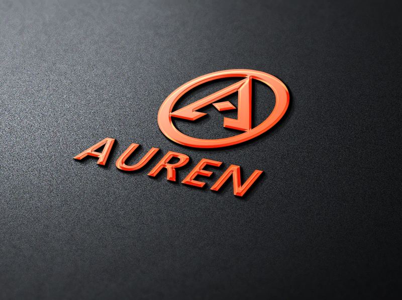 The Auren logo and wordmark in orange relief on a dark textured surface